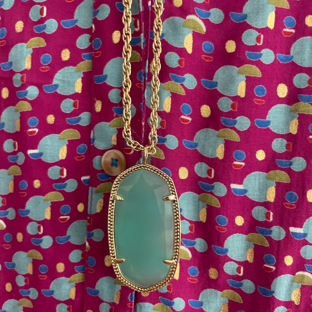 Kendra Scott Gold and Aqua Pendant Necklace